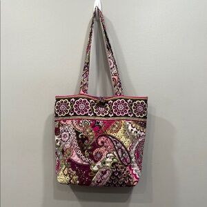 Vera Bradley Pink and Cream Quilted Tote Bag